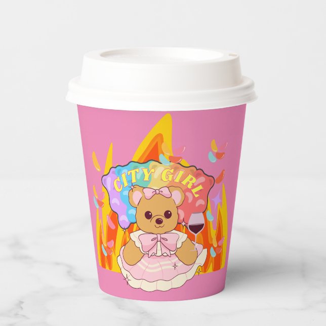 Vasos De Papel Mikitiez verano osito de peluche gelatina fuego de (Anverso)