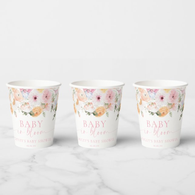 Vasos De Papel Millie Floral Baby En Bloom Baby Shower (Multi)