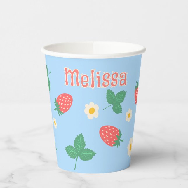 Vasos De Papel Mini Flor de fresa personalizada (Izquierda)
