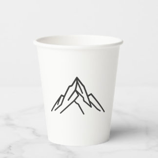 Vasos De Papel Minimal Alpine Mountain Line Art Paper Cup