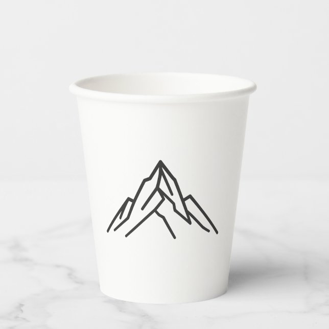 Vasos De Papel Minimal Alpine Mountain Line Art Paper Cup (Anverso)