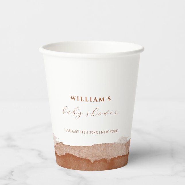 Vasos De Papel Minimal Boho Terracotta Ombre Desierto Baby Shower (Anverso)