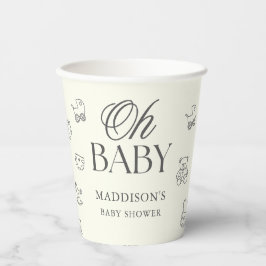 Vasos De Papel Minimal Hand Drawn Gender Neutral Baby Shower
