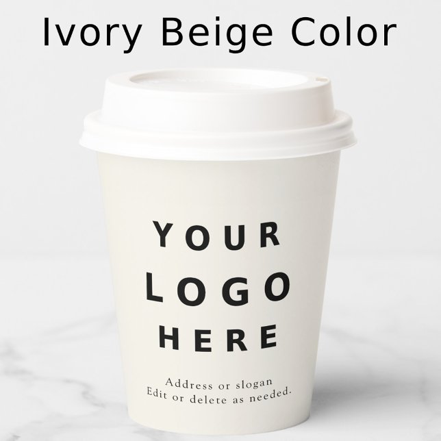 Vasos De Papel Minimal Modern Custom Logo Business – Ivory Beige (Subido por el creador)