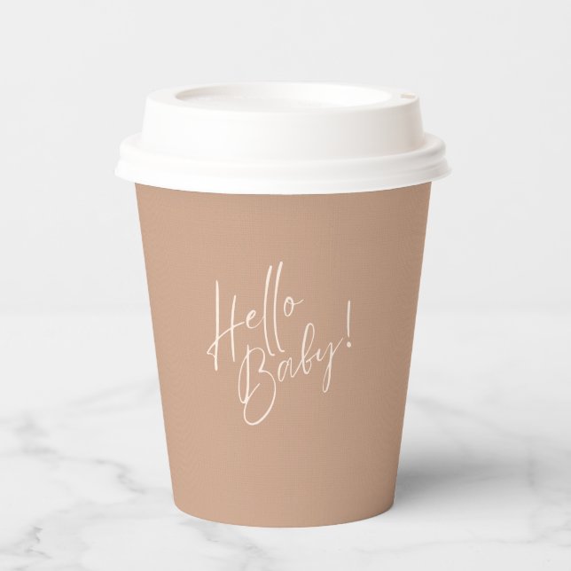 Vasos De Papel Minimal Neutral Hello Baby Paper cup (Anverso)