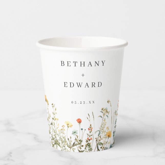 Vasos De Papel Minimal Wildflower Wedding (Izquierda)