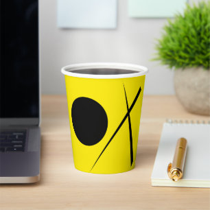 Vasos De Papel Minimalismo Resumen Patrón de arte Negro Amarillo