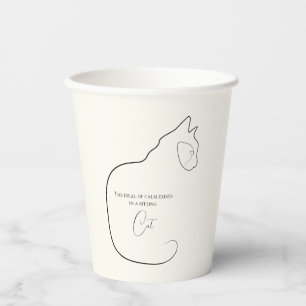 Vasos De Papel Minimalismo Sitting Cat Black & Cream
