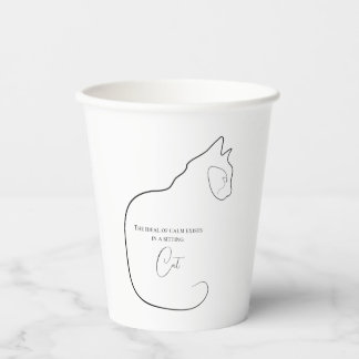 Vasos De Papel Minimalismo Sitting Cat Black & White