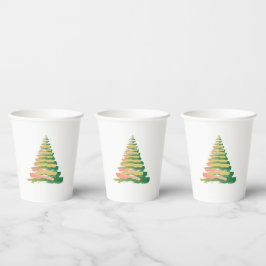 Vasos De Papel Minimalist Brushstroke Christmas Tree