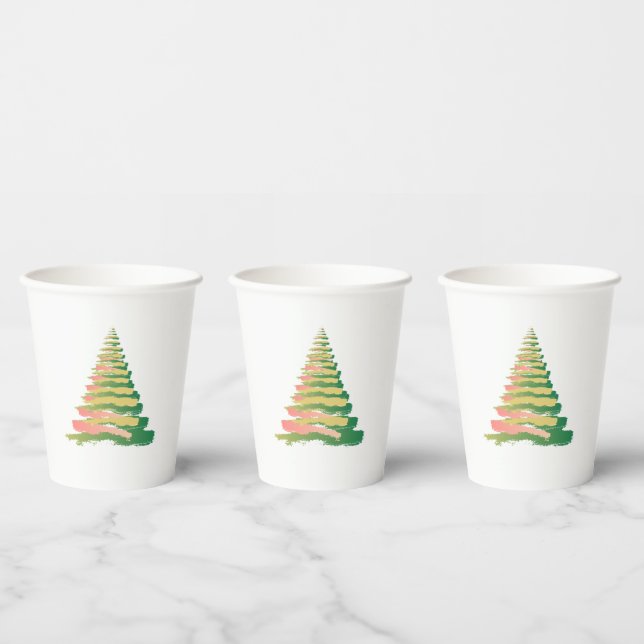 Vasos De Papel Minimalist Brushstroke Christmas Tree (Multi)