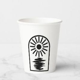Vasos De Papel Minimalist Celestial Sun and water