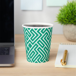 Vasos De Papel Minimalist Maze Fill Emerald Pattern