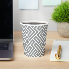 Vasos De Papel Minimalist Maze Fill Grey Pattern