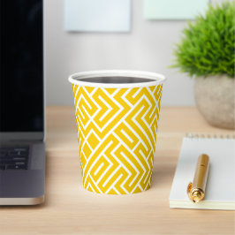 Vasos De Papel Minimalist Maze Fill Yellow Pattern