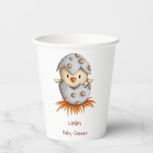 Vasos De Papel Minimalist Neutral Baby Bird Hatching Baby Shower (Anverso)