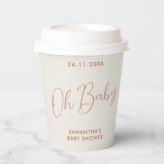 Vasos De Papel Minimalist Sign ivory Oh Baby Shower