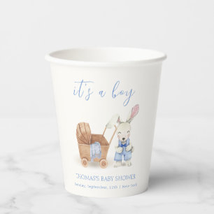Vasos De Papel Minimalista Boho Stroller Rabbit Boy Baby Shower
