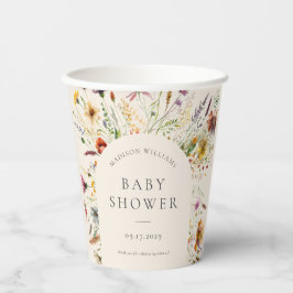 Vasos De Papel Minimalista Boho Wildflower Floral Baby Shower