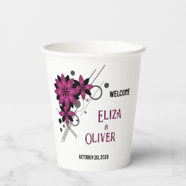 Vasos De Papel Minimalista elegante lujo moderno floral Borgoña