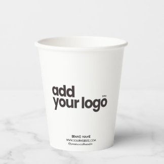 Vasos De Papel Minimalista Moderna Blanca Agrega Tu Logo