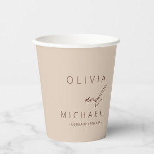 Vasos De Papel Minimalista tipografía Boda Boho elegante