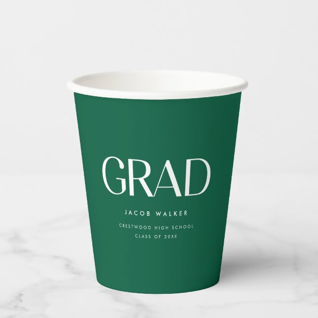 Vasos De Papel Minimalistic Dark Green Custom Graduation Party (Anverso)