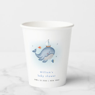 Vasos De Papel Mínimo Bajo La Mira Whale Nautica Baby Shower