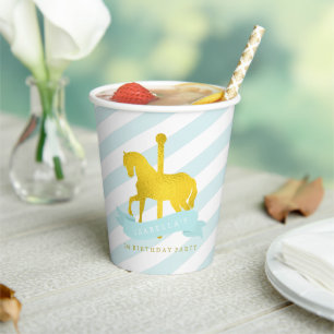 Vasos De Papel Mint Carousel Horse Birse Party Paper Cup
