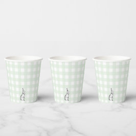 Vasos De Papel Mint Green Gingham Bunny Paper cup