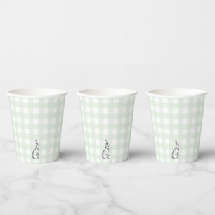 Vasos De Papel Mint Green Gingham Bunny Paper cup