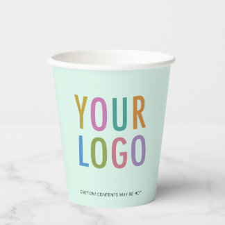 Vasos De Papel Mint Green Paper Cups Custom Business Logo 8 oz