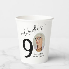 Vasos De Papel ¡Mira quién cumple 90! Foto moderna de cumpleaños 