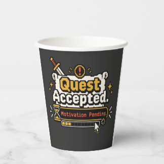 Vasos De Papel Misión Aceptada Motivación Pendiente Humor Gamer D
