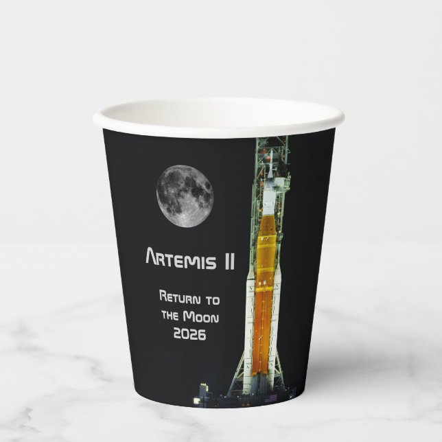 Vasos De Papel Misión Artemis II a la Luna (Anverso)