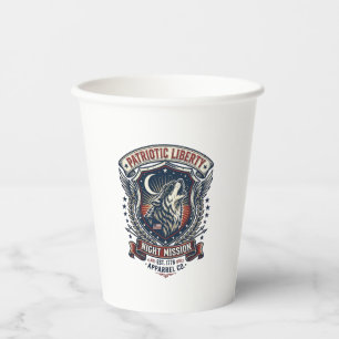 Vasos De Papel Misión Nocturna Patriótica Lobo Patriota Militar I
