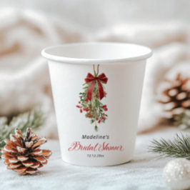 Vasos De Papel Mistletoe Red Bow Festive Bridal Shower