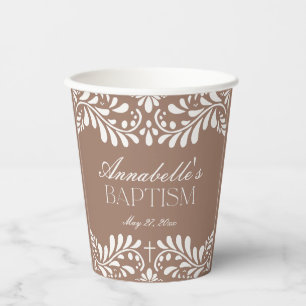 Vasos De Papel Mocha Brown Talavera Tile Español Fiesta Baptismo