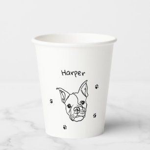 Vasos De Papel Moda Arte de línea de Bulldog francés: Editar tu t