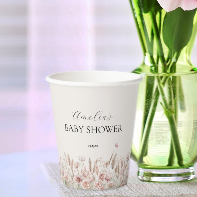 Vasos De Papel Moda Beige-Floral Baby en Bloom Baby Shower (Subido por el creador)