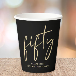 Vasos De Papel Moda Black Gold 50 cumpleaños