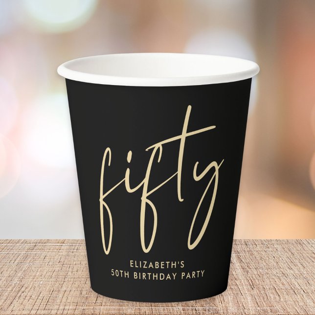 Vasos De Papel Moda Black Gold 50 cumpleaños (Subido por el creador)
