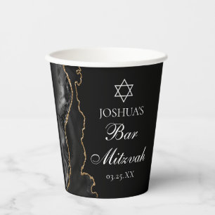 Vasos De Papel Moda Black Gold Agate Bar Mitzvah Fiesta