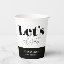 Vasos De Papel Moda Blanco negro celebremos cumpleaños