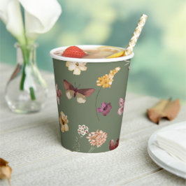 Vasos De Papel Moda Boho Flor silvestre Rustic Sage Green Boda