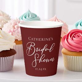Vasos De Papel Moda Borgoña Ducha Bridal Personalizada