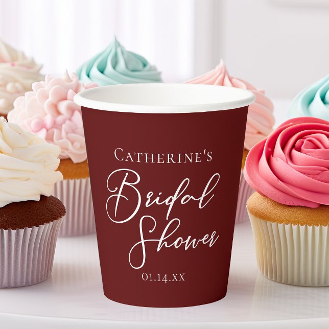 Vasos De Papel Moda Borgoña Ducha Bridal Personalizada (Subido por el creador)