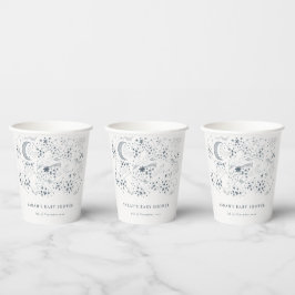 Vasos De Papel Moda Celestial Navy Starry Night Moon Baby Shower
