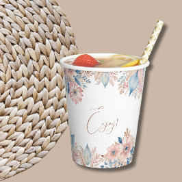 Vasos De Papel Moda de Boho Floral Azul Rosa Baby Shower