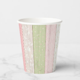 Vasos De Papel Moda de cabaña de madera floral de color verde y r